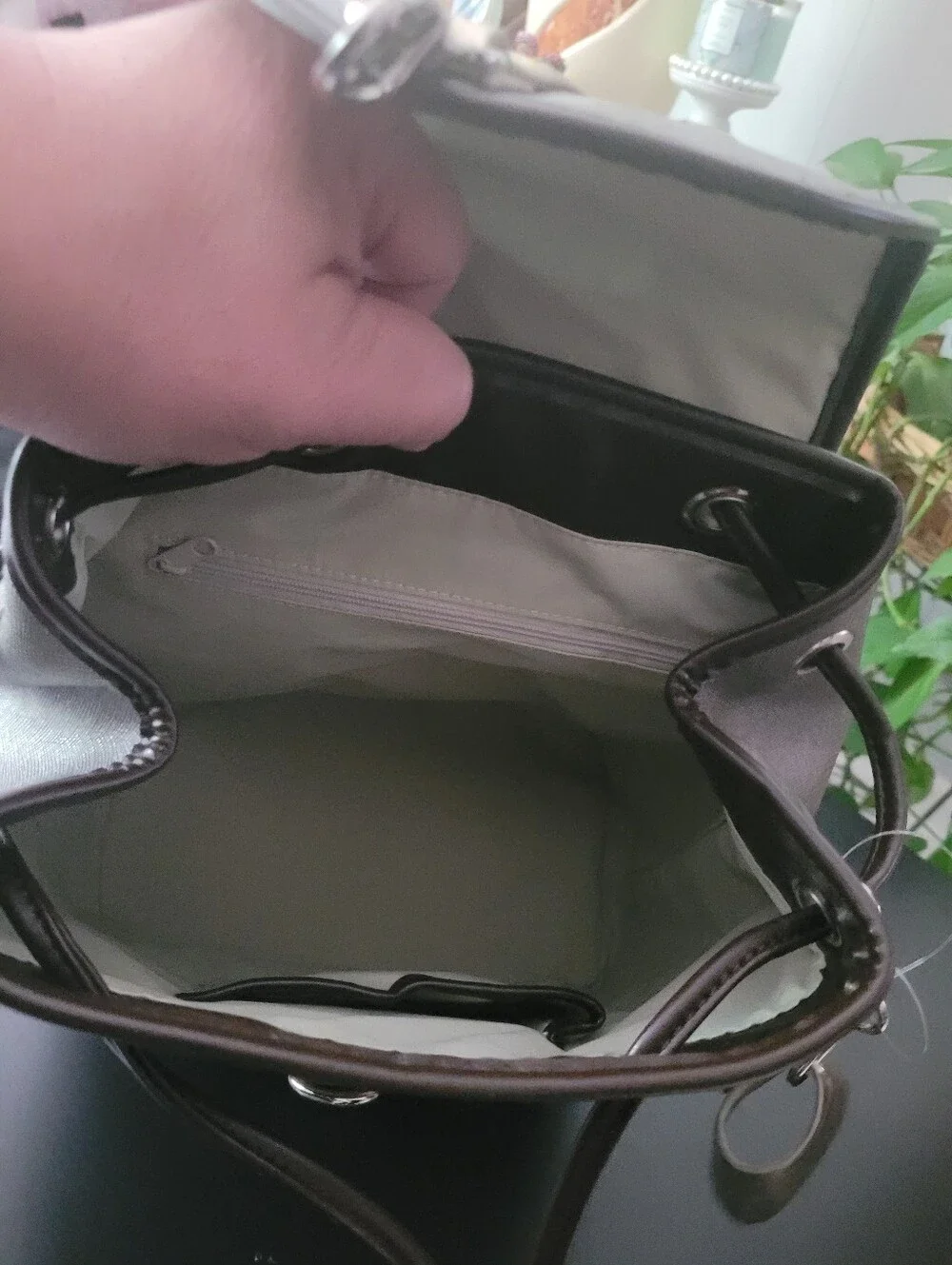Aurielle Metallic Gray Women's Backpack Purse - Sleek Leather Croc-Accent Design